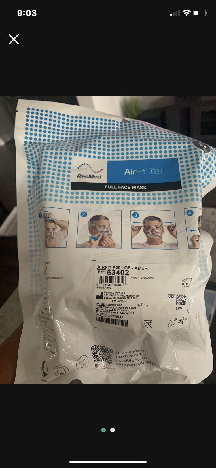 ** New / Sealed**AirFit F20 Full Face Mask with Headgear