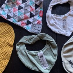 Several Cute Kerchief / Triangle Scarf Style Infant Bibs