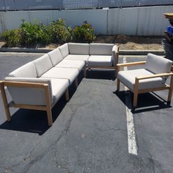 6 Piece TEAk Sectinal Sofa With Grey Cushings