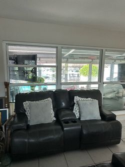 Reclining couch brown leather