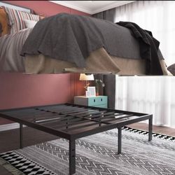 18” KING HEAVY DUTY BLACK METAL BED FRAME