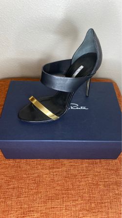 OSCAR DE LA RENTA Metallic Gold/Black Leather