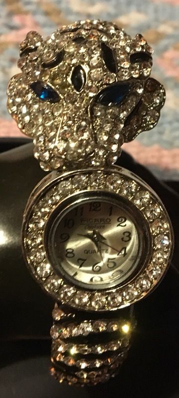 Figaro Couture Bengal Tiger Rhinestone Hinged Watch