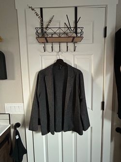 Forever 21 Women's Charcoal Gray Open-Front Blazer Jacket