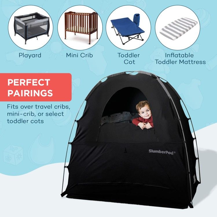 SlumberPod Portable Privacy Pod Blackout Canopy Crib Cover, Sleeping Space for Age 4 Months and Up