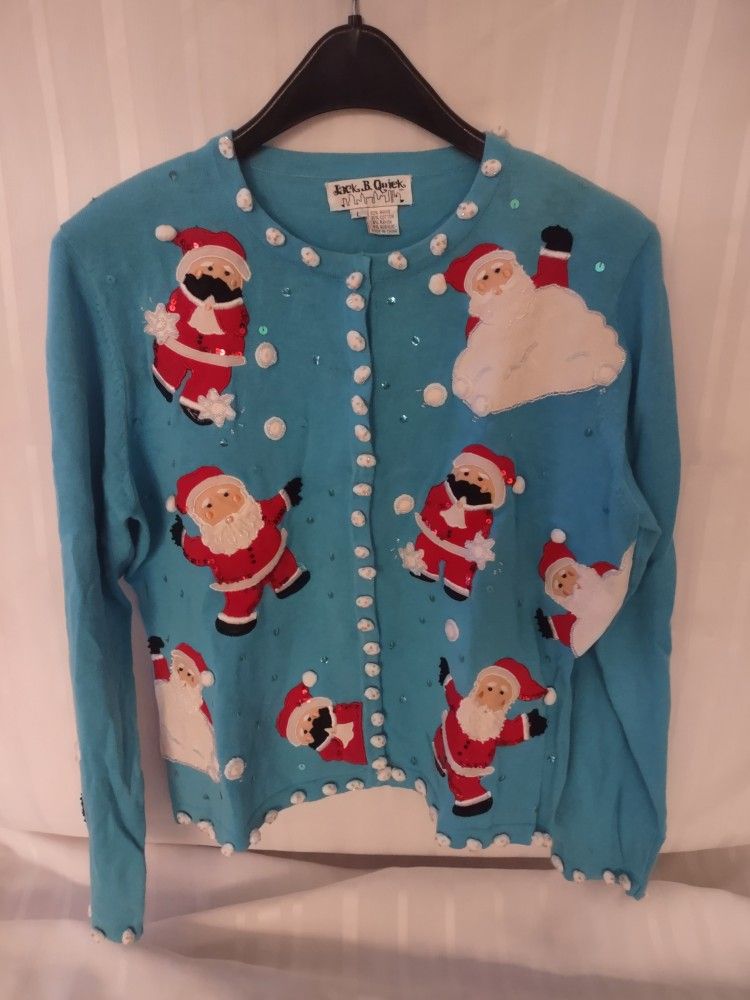 A 1980's  Original Ugly Womens Christmas Cardigan Sweater From Jack Be Quick
