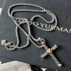 David Yurman classic cross pendant pure silver necklace