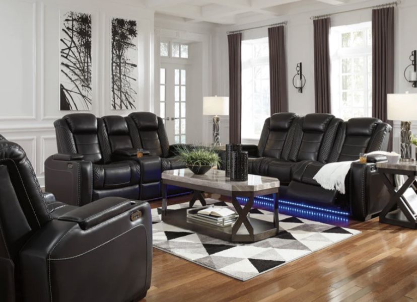 Ashley- Brand New!! Party Time Midnight Power Reclining Living Room Set With Amazing Price!!