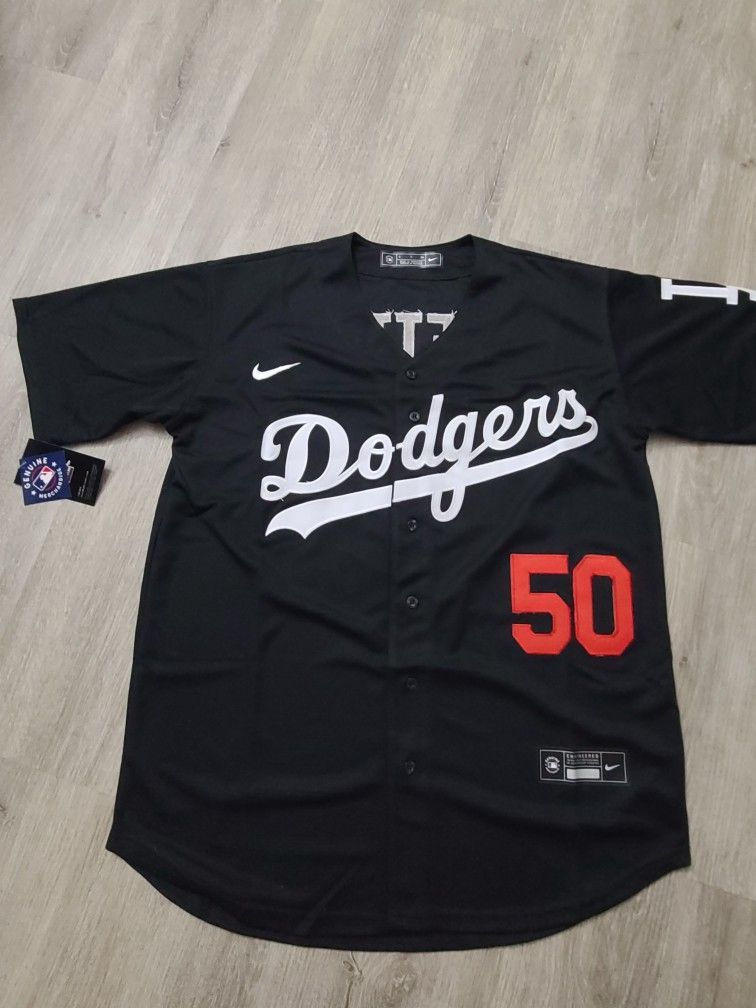 Mookie Betts #50 Los Angeles Dodgers Black Printed Baseball Jersey