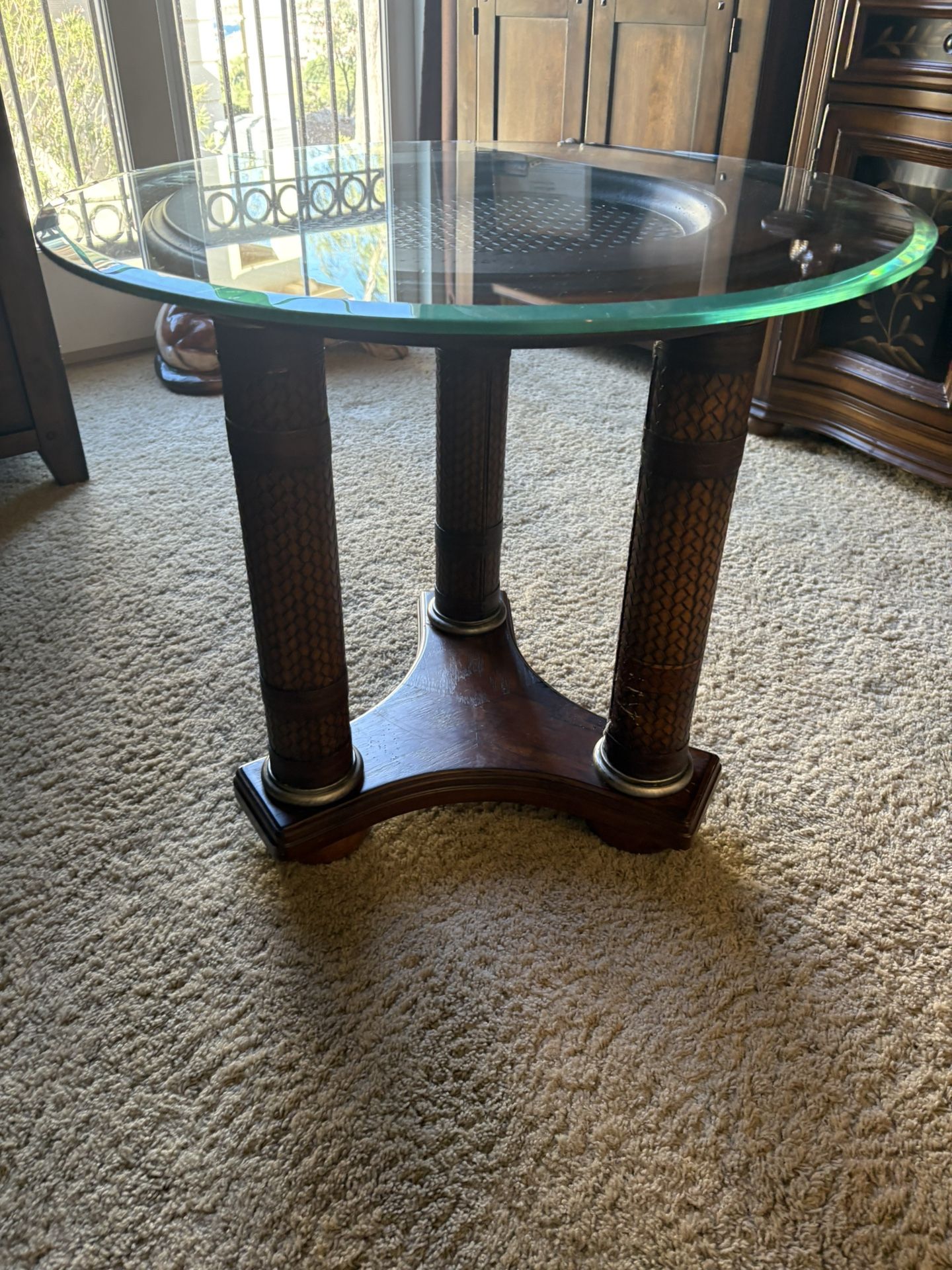 Round Glass Top End Table