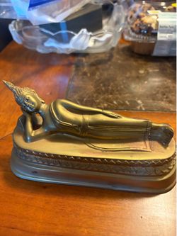 Brass Reclining Buddha Sculpture Figure