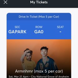 Armnhmr Drive In GA ticket For Saturday