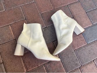 Zara Cream Leather Boots Size 38