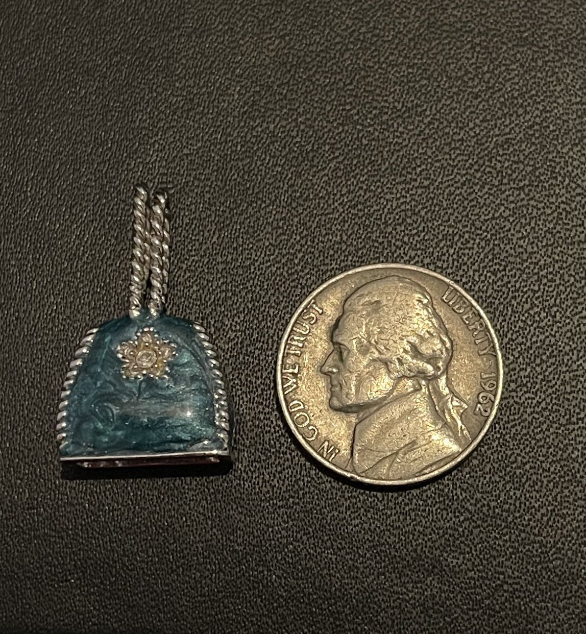 Jewelry Silver 925 / Purse Charm / Shopping Handbag / Purse Pendant with 2 Cubic Zirconia stones. 