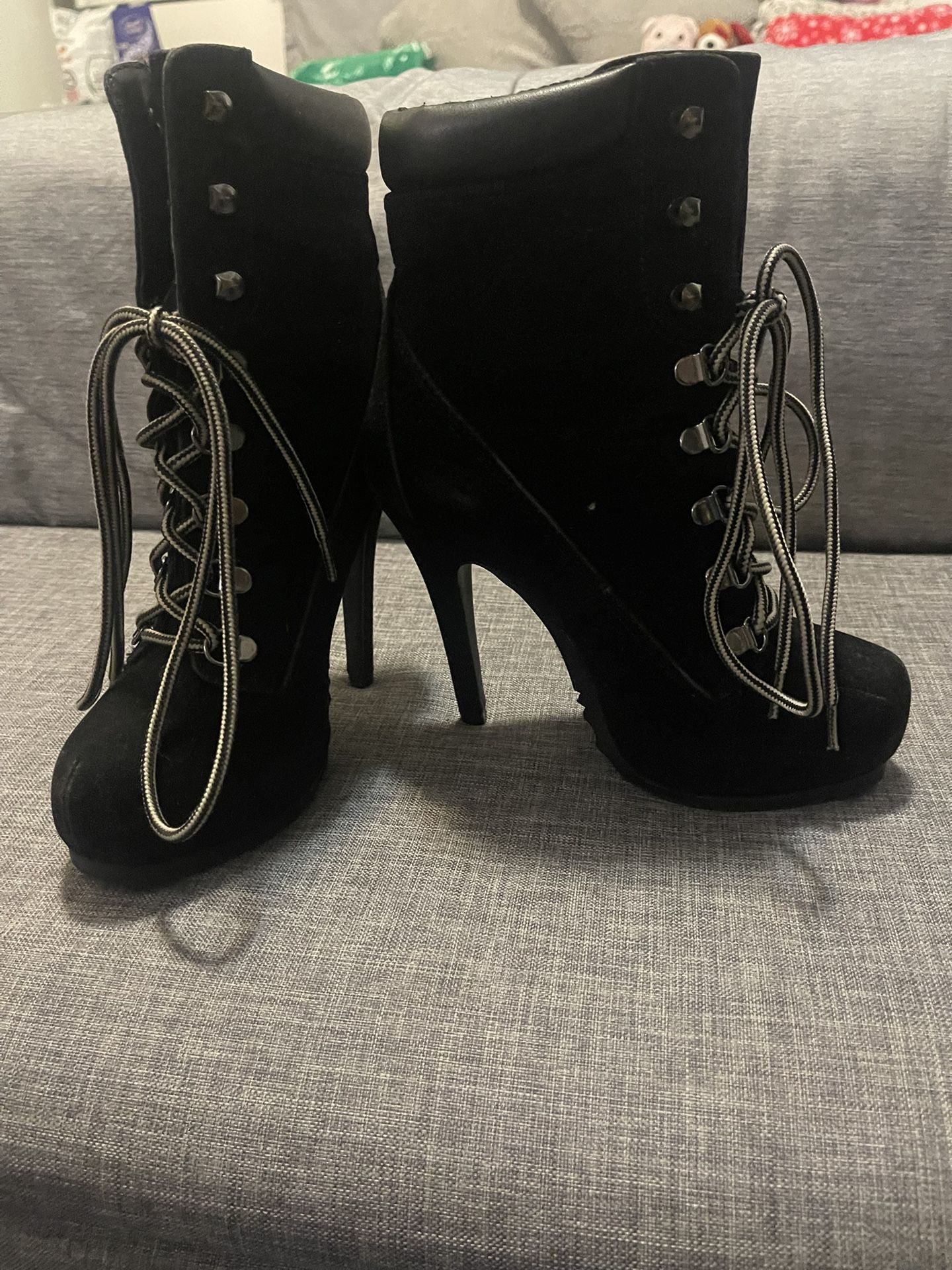 Black Lace Up Booties