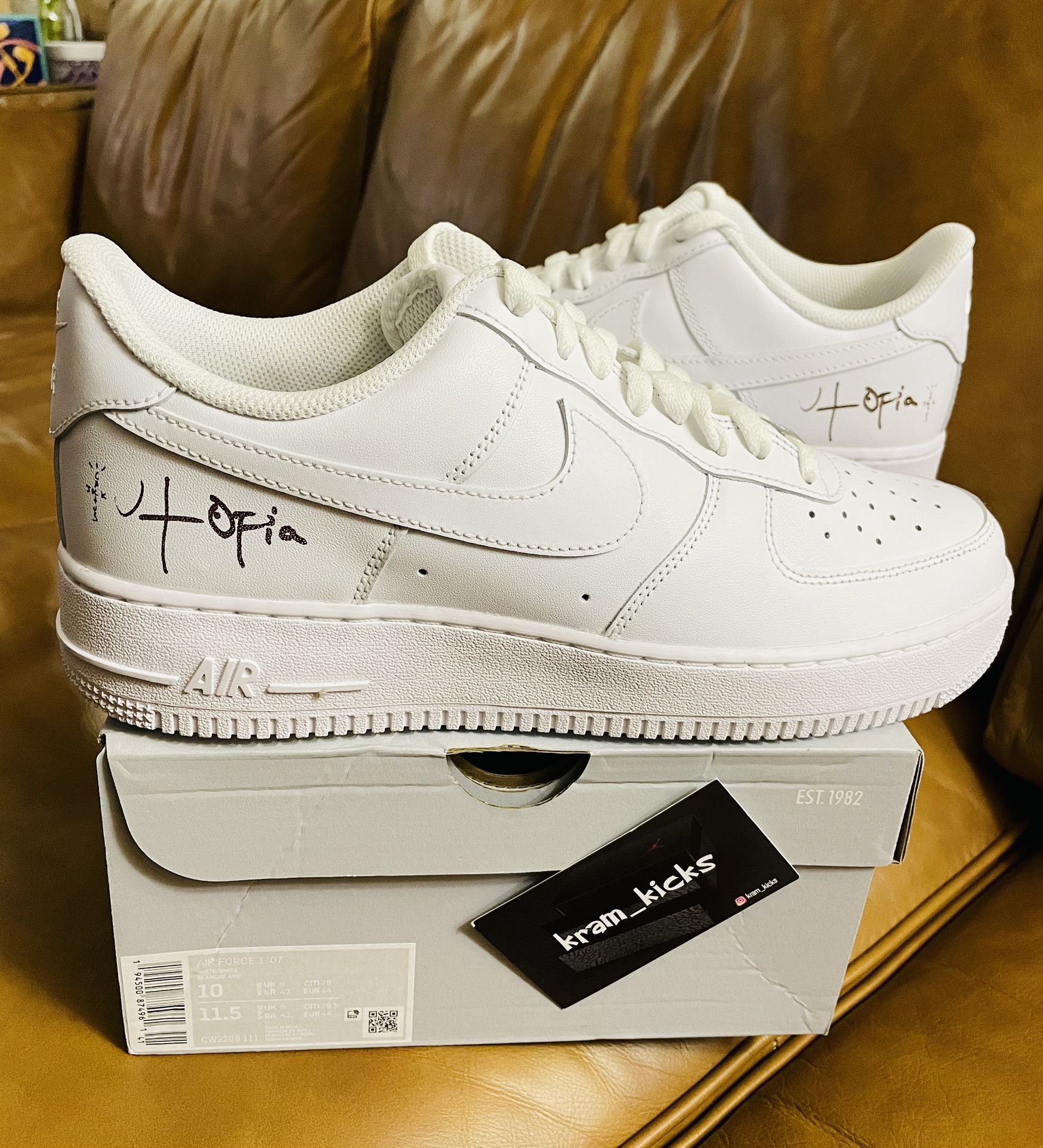 New* Travis Scott X Nike Air Force 1 Low "Cactus Jack Utopia Edition" Triple White MENS Size 10 US - OG All DS