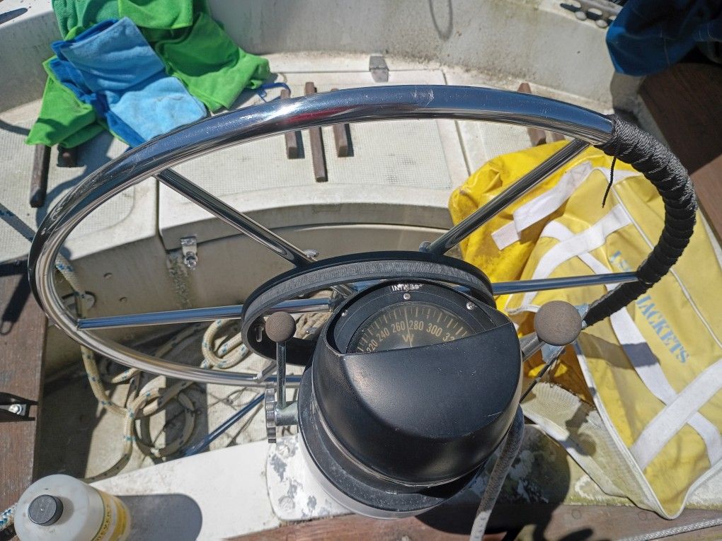 Boat Salvage Sale - Teak, Compass, Wheel, Marine Gear 