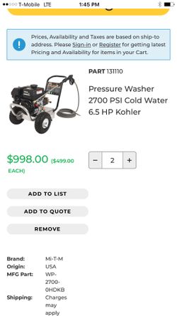 Gas power pressure washer