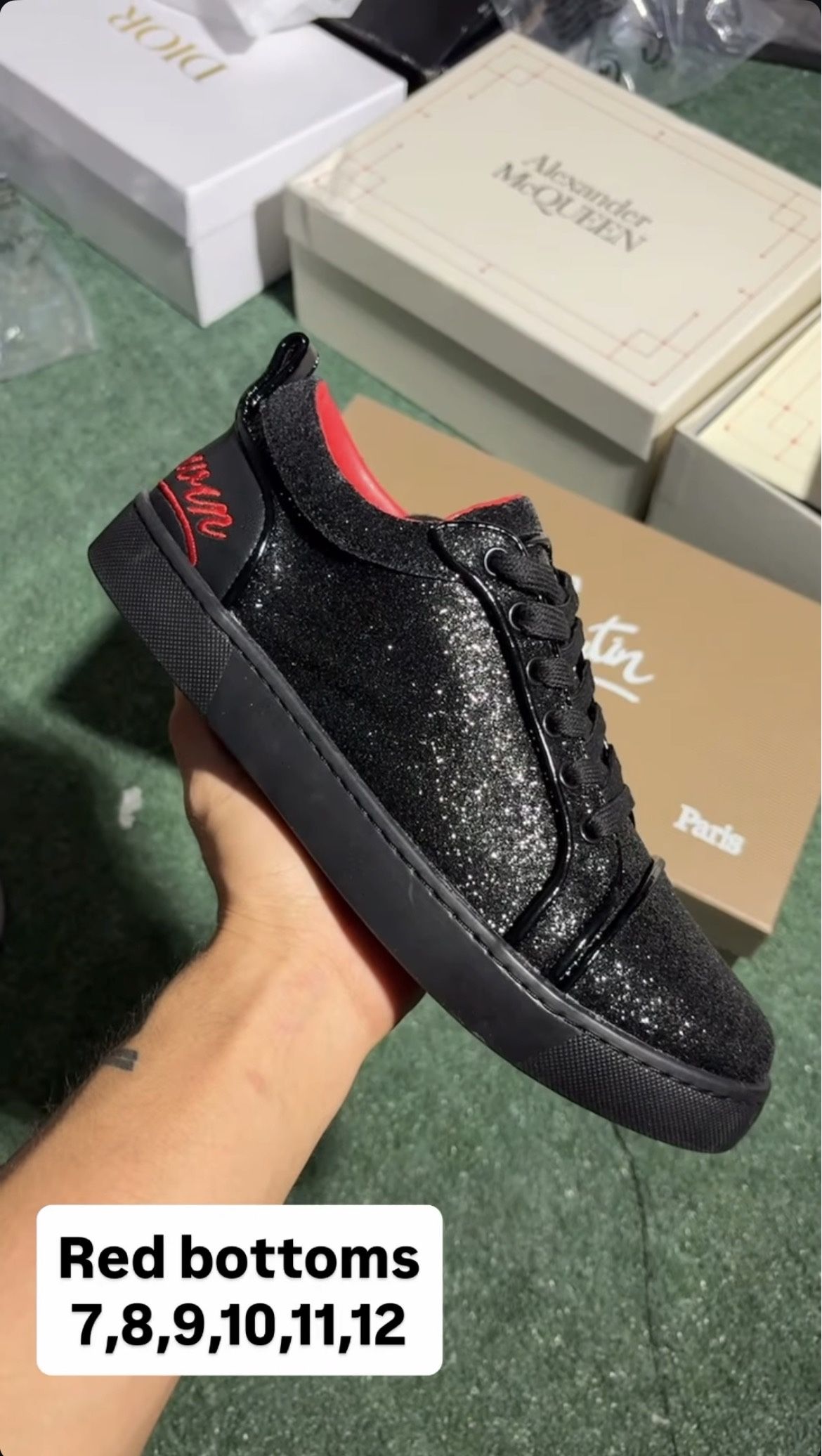 Black Glitter Red Bottoms