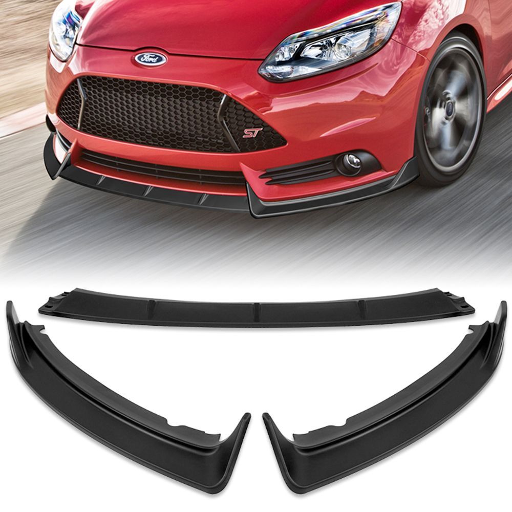 For 2012-2014 Ford Focus ST MK3 GT-Style Matt Black Front Bumper Spoiler Lip -(2-PU-486