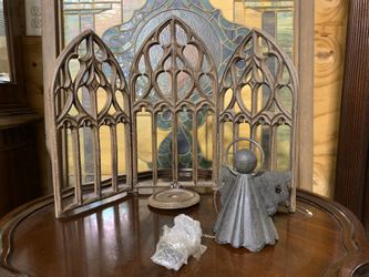 Cast Iron Arched Church Window Candle Holder