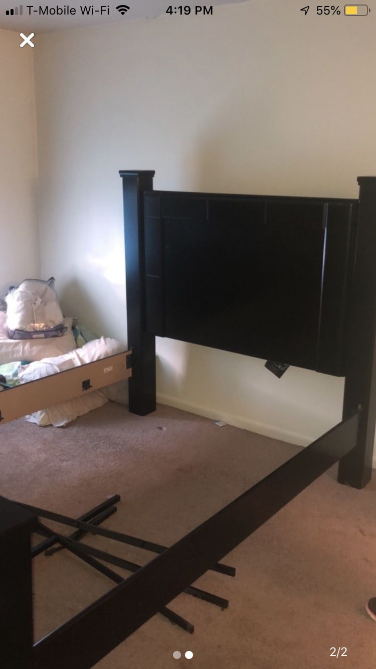 Black queen bed frame
