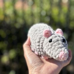 Crochet Grey Rat 🐀 handmade 🧶 crochet 🧶 plushie