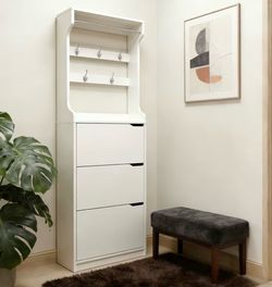 *New* assembled shoe cabinet with hooks