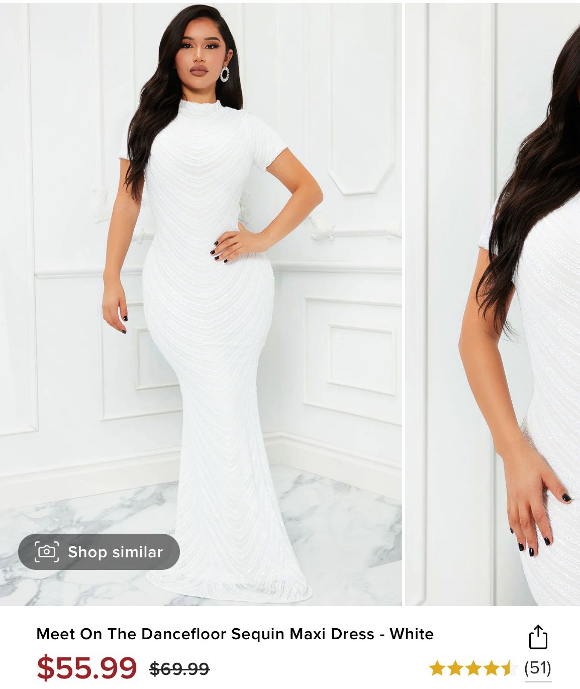 White Sequin Maxi Dress 