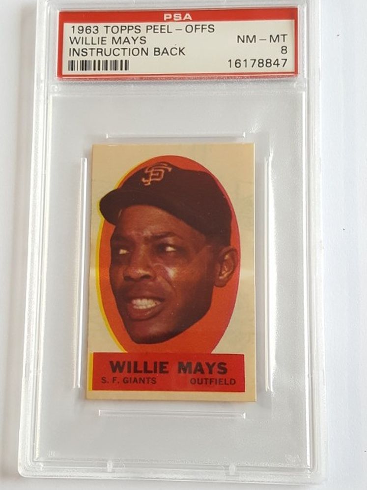 Willie Mays 1963 Topps Peel-Offs Baseball Card PSA8