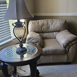 Beige Leather Living Room Large Set