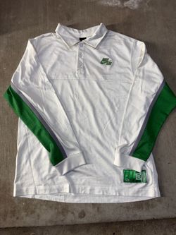 Y2K Nike white and green long sleeve polo size XL