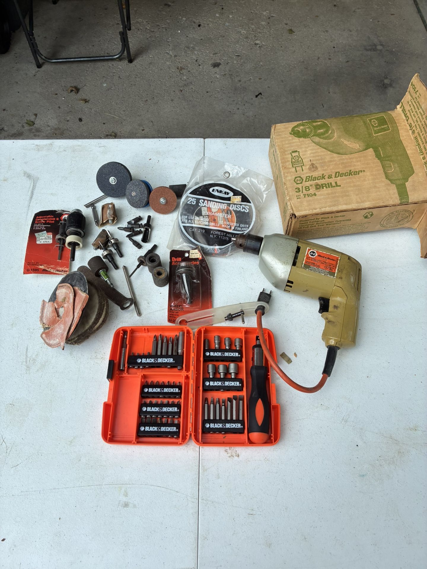 Vintage Black Decker Electric Drill Plus A Black & Decker Ratcheting Driver Set That Looks Like New