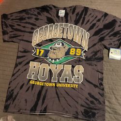 47 Brand Vintage Tubular Georgetown Hoyas Tie Dye T-Shirt Mens Large Grey NEW