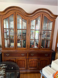 Beautiful solid wood and glass wall cabinet