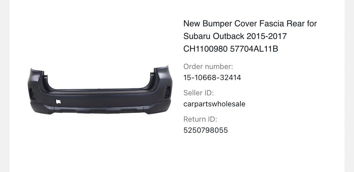 Subaru 2015-16-17 Outback Bumper Cover