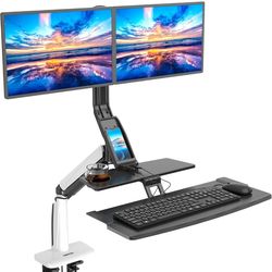 Bontec Dual Monitor Gas Spring Sit Stand Workstation Up To 27"