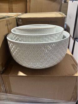 Ivory Kook Ceramic Nesting Bowls Set of 6 - 20/44/98/145 OZ
