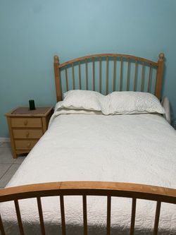 Full Bed With Matress And Nightstand 