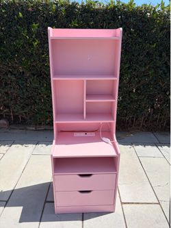 Pink Desk Organizer with Drawers & Shelves