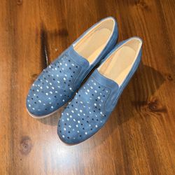 Sparkly Navy Blue Wedge Shoes