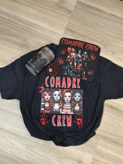 Halloween Comadre Crew Tshirt, Glass Can & Mouse Pad