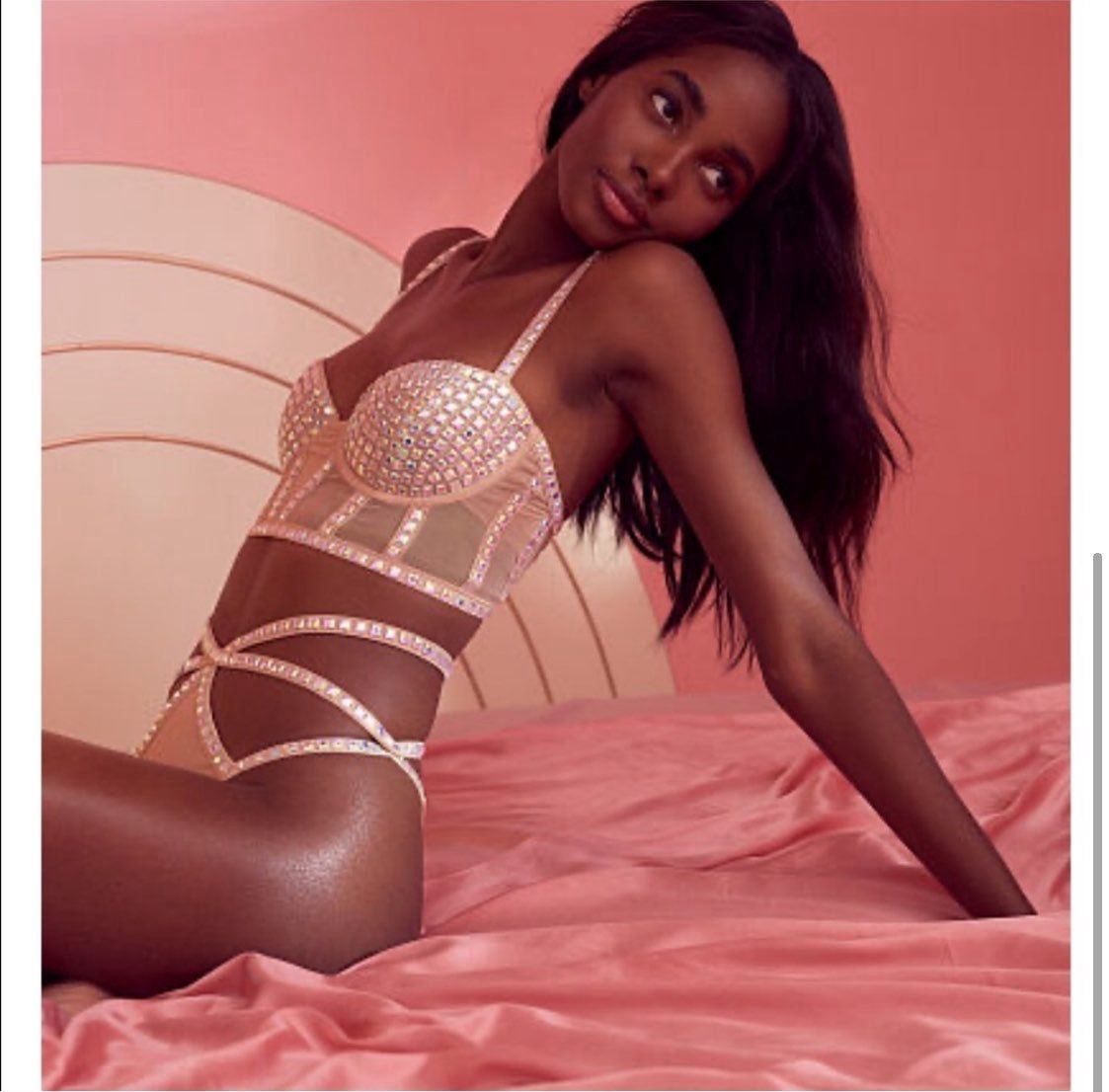 For Love and Lemons Jackpot Sparkle Studded High Waist Panty Raves Festival Nude Medium NWT 