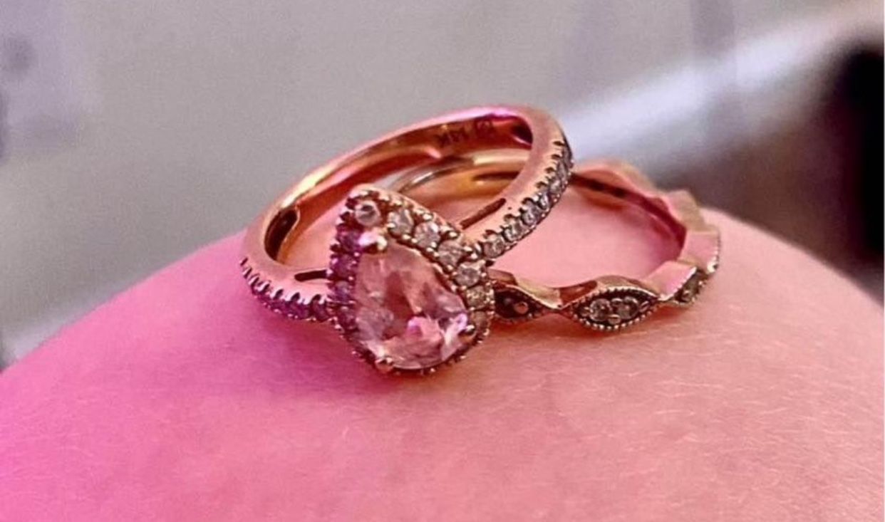 14k Rose Gold Engagement ring Set Size 4