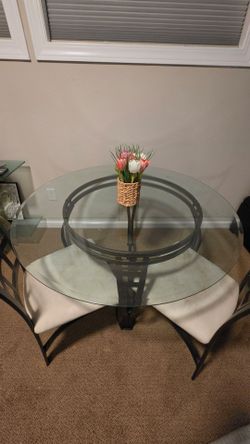 Round Glass Table with 2 Chairs