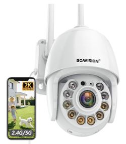 BOAVISION 2K Security Camera Outdoor, Wireless WiFi IP Camera Home Security System 360° View,Motion Detection, auto Tracking,Two Way Talk, pan Tile Fu