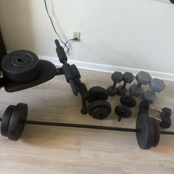 Barbell, Dumbbell weights, kettlebells, plates and resistance bands