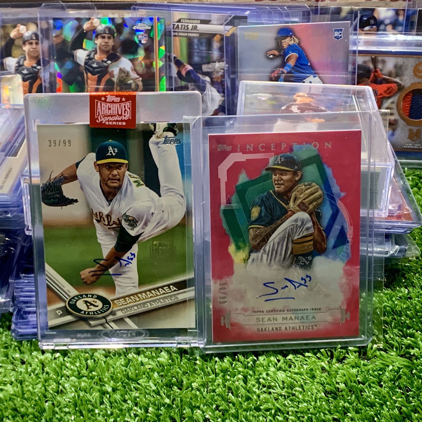 Sean Manaea Oakland Athletics Autographed Baseball Cards Both Numbered Out Of 99 Topps Archives And Inception