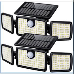 Solar Flood Lights Outdoor, 2500LM Motion Sensor Security Lights with 270° Wide Angle, IP65 Waterproof, 3 Heads Solar Outdoor Lights for Patio, Yard, 