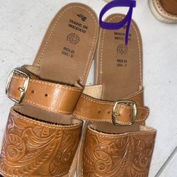 Hand Tooled Leather Sandles 